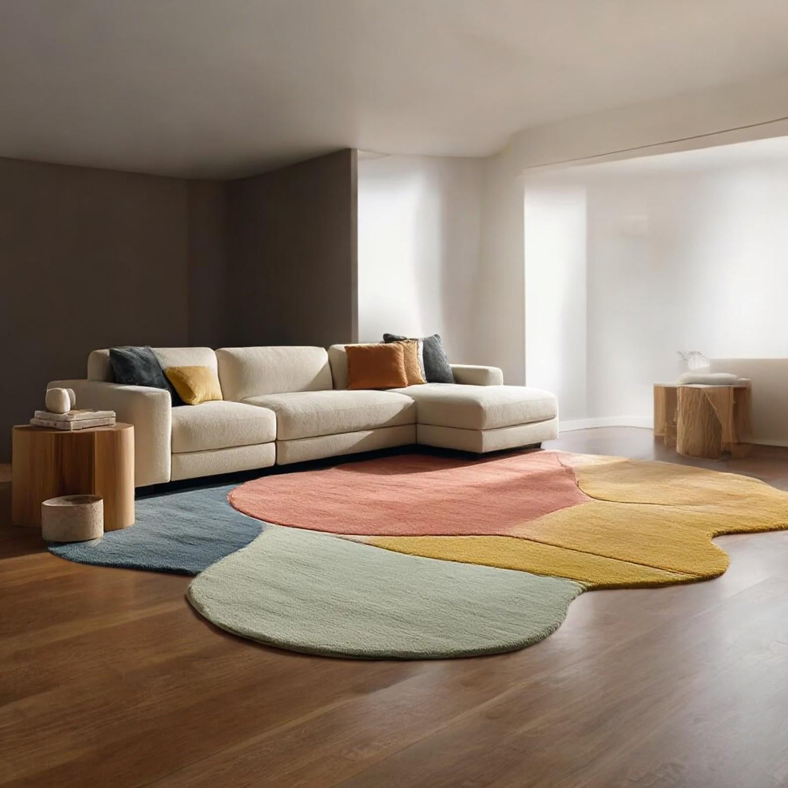 Hand-Tufted Abstract Wavy Rug – Multicolor Modern Art Carpet | Custom Wavy Rug – Handmade Abstract Area Rug | Swirl rug