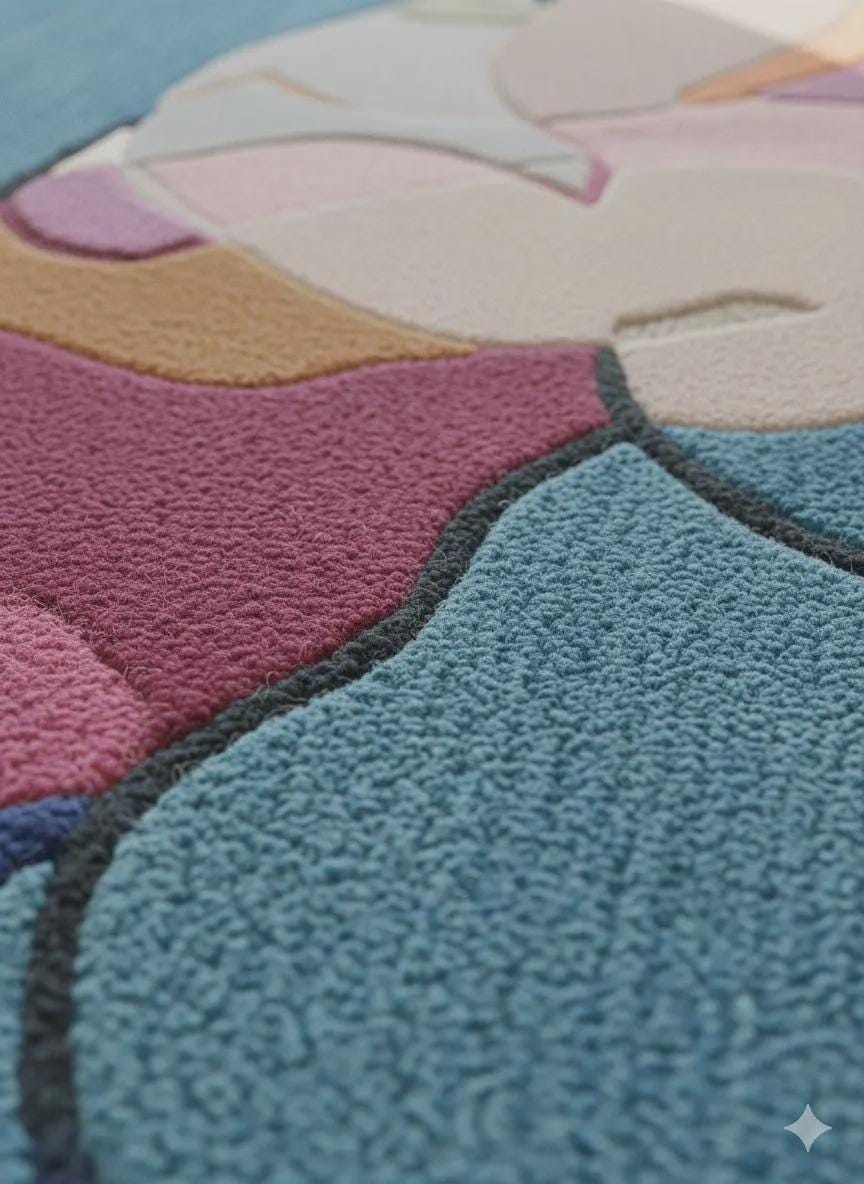 Handmade Abstract Wool Rug | Modern Art Shape Rug | Sculptural Multicolor Contemporary Area Rug | Inspired Floor Mat