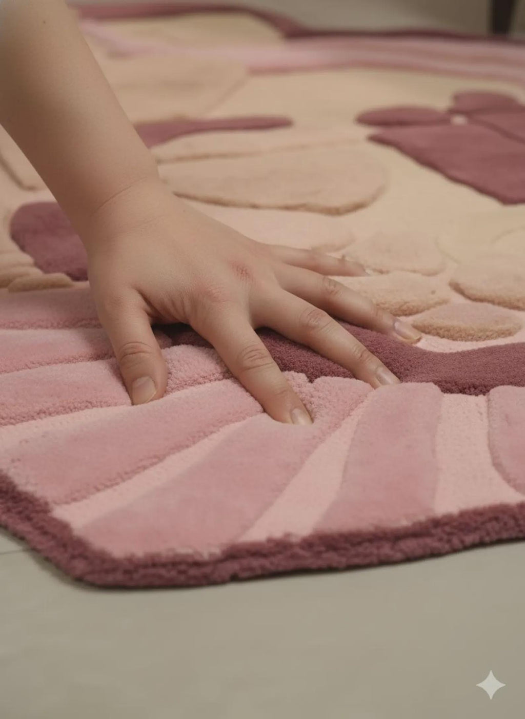 Wool Abstract Pink Tufted Rug | Modern Sculptural Area Rug | Handmade Contemporary Art Rug