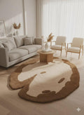 Handmade Wool Wood Slice Tufted Rug | Tree Trunk Ring Design Carpet | Nature Inspired Area Rug