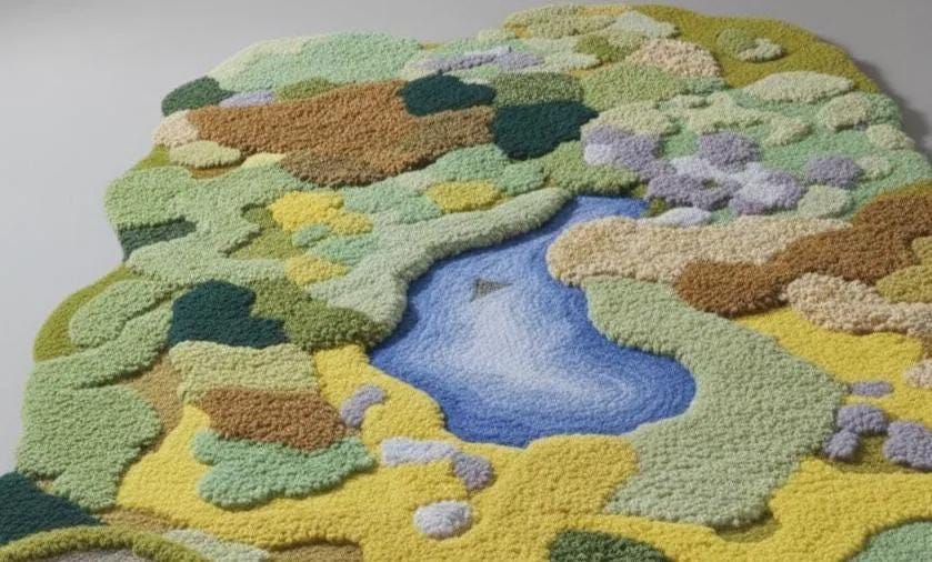 Ocean Inspired Hand Tufted Rug – Abstract Wool Rug, Modern Coastal Home Decor - Modern Abstract Carpet