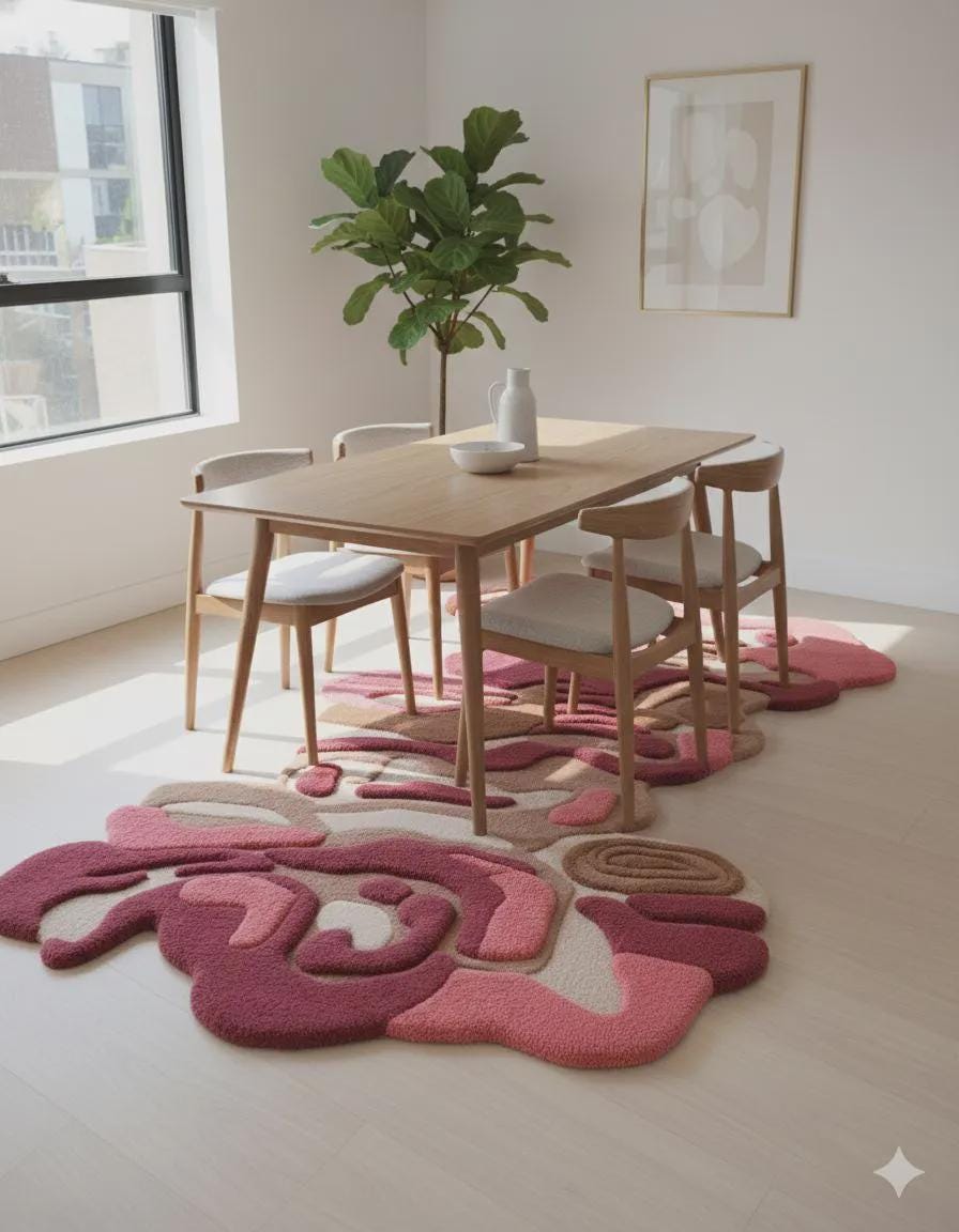 Handmade Wool Rug – Abstract Irregular Shape Hand Tufted Area Rug, Modern Artistic Decor| Abstract Irregular Shape Wool Rug