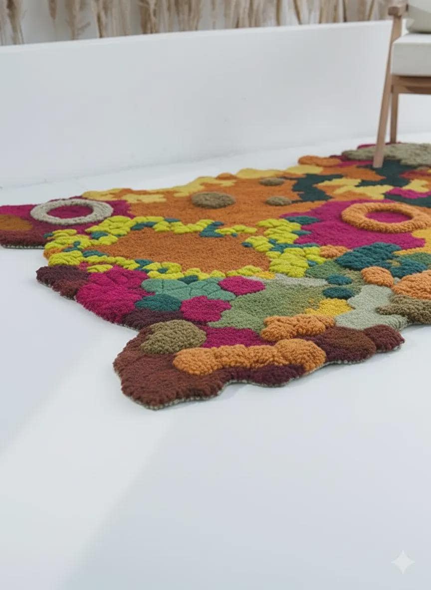 Hand Tufted Abstract Rug | Colorful Modern Wool Rug | Boho Accent Rug | Handmade Statement Carpet | Contemporary Home Decor