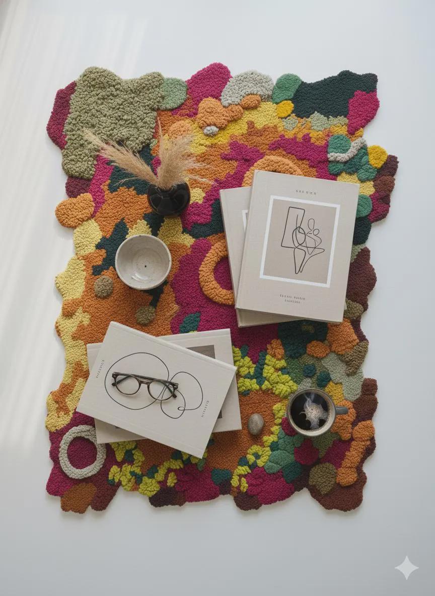 Hand Tufted Abstract Rug | Colorful Modern Wool Rug | Boho Accent Rug | Handmade Statement Carpet | Contemporary Home Decor