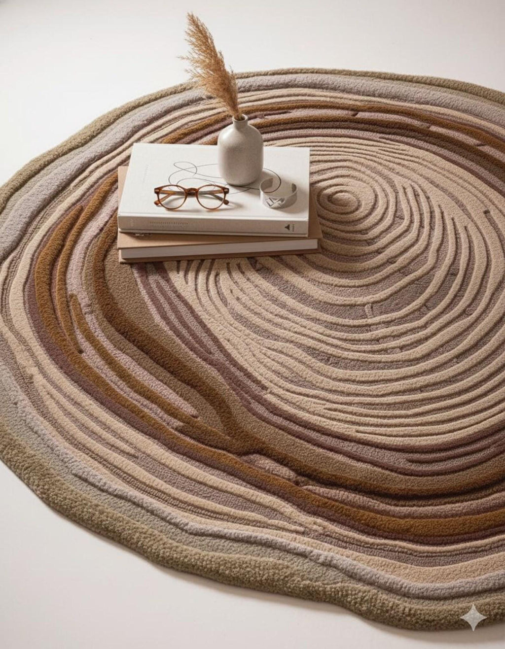 Hand Tufted Round Rug | Neutral Japandi Area Rug | Modern Minimal Dining Room Rug | Scandinavian Organic Carpet