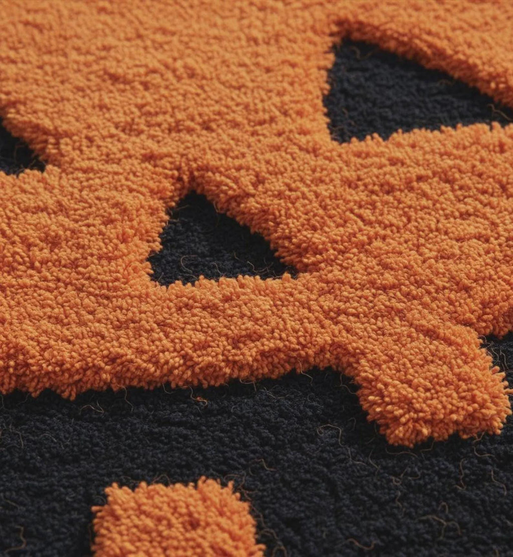 Handmade Tufted Pumpkin Rug – Spooky Halloween Decor, Cute Fall Accent, Cozy Autumn Home Decoration