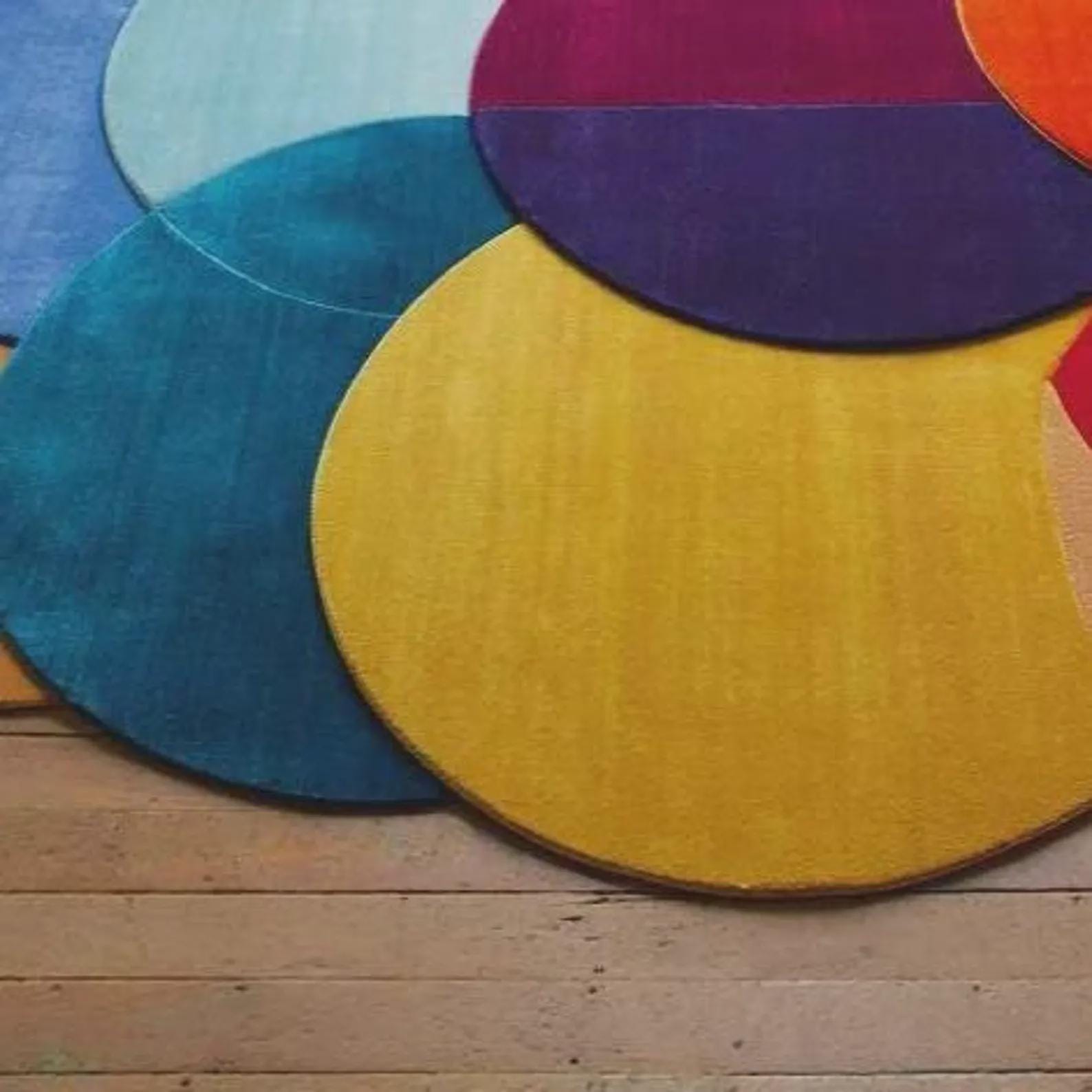 Handmade Tufted Round Rug – Modern Colorful Circle Rug, Abstract Geometric Home Decor