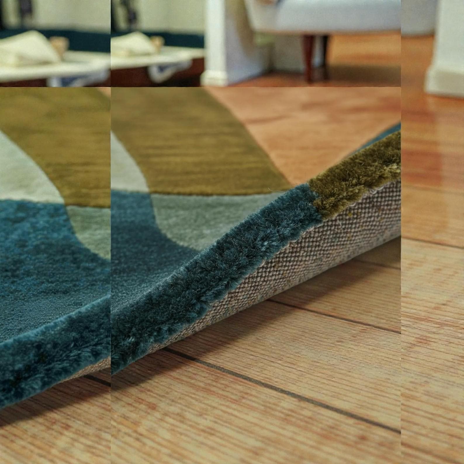 Abstract Modern Rug – Geometric Tufted Area Rug, Mid-Century Style Carpet, Colorful Contemporary Home Decor