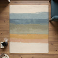 Abstract Minimalist Rug | Modern Striped Area Rug | Soft Neutral Earth Tone Carpet | Contemporary Living Room Decor | Cozy Floor Accent
