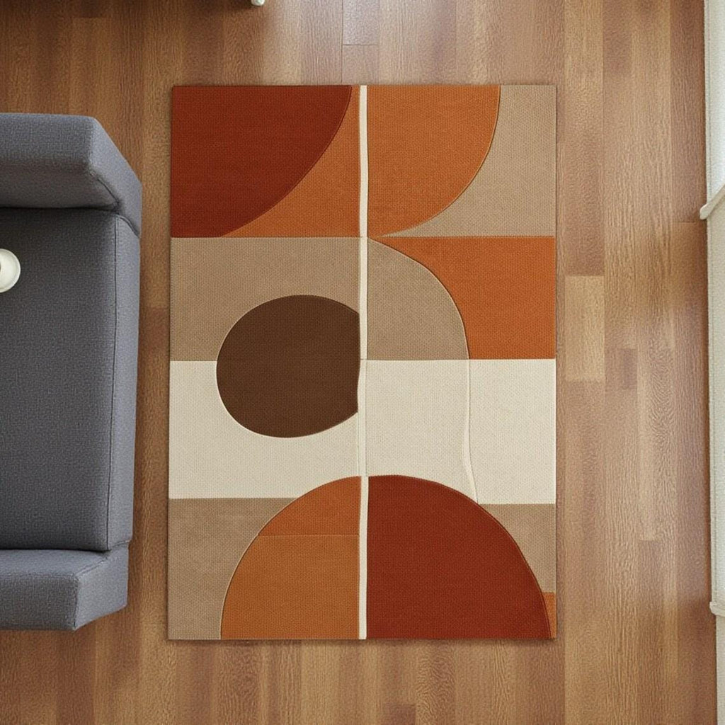 Contemporary Hand-Tufted Abstract Area Rug | Geometric Accent Carpet | Soft Living Room Floor Decor