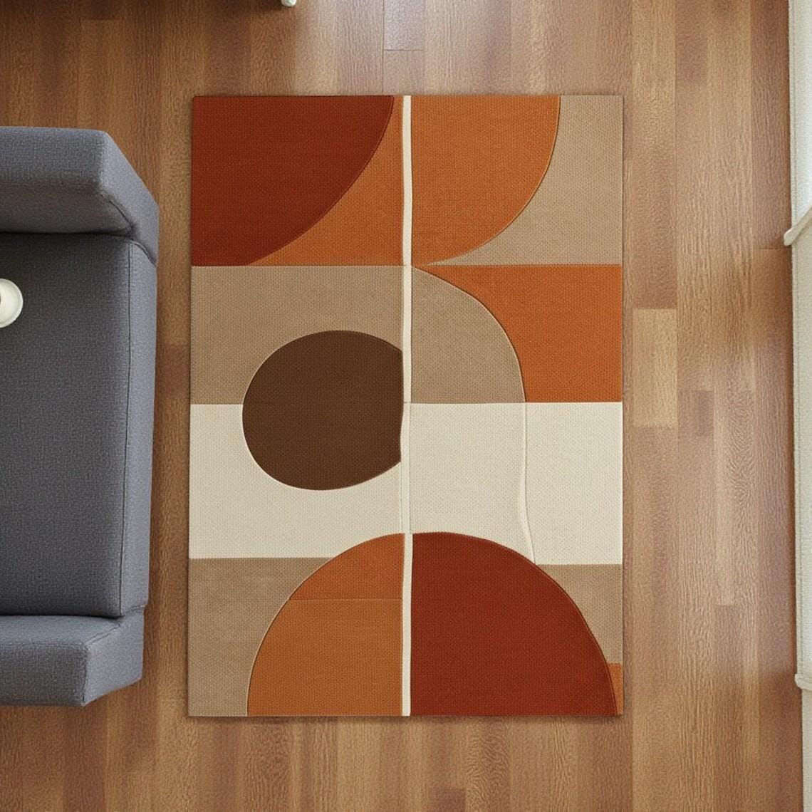 Contemporary Hand-Tufted Abstract Area Rug | Geometric Accent Carpet | Soft Living Room Floor Decor