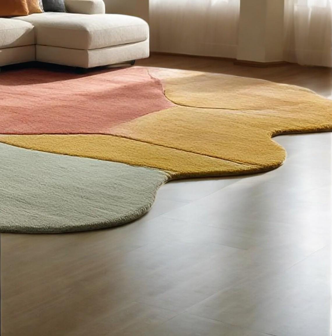 Hand-Tufted Abstract Wavy Rug – Multicolor Modern Art Carpet | Custom Wavy Rug – Handmade Abstract Area Rug | Swirl rug