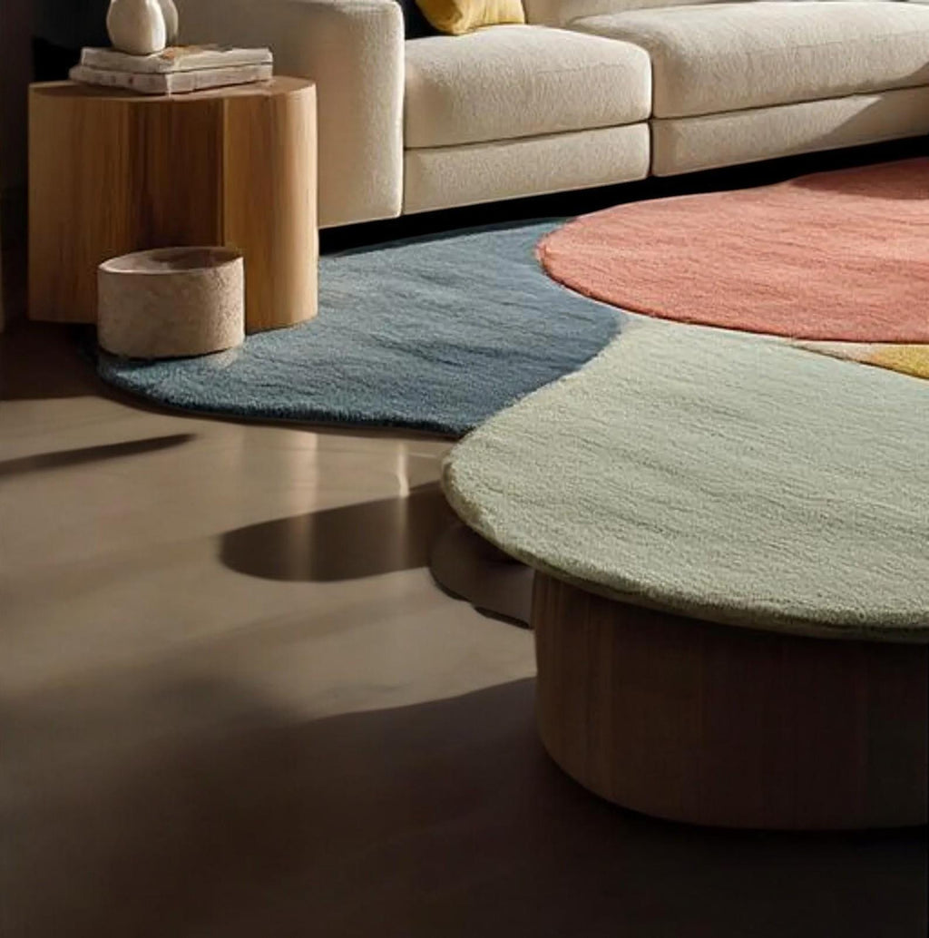 Hand-Tufted Abstract Wavy Rug – Multicolor Modern Art Carpet | Custom Wavy Rug – Handmade Abstract Area Rug | Swirl rug