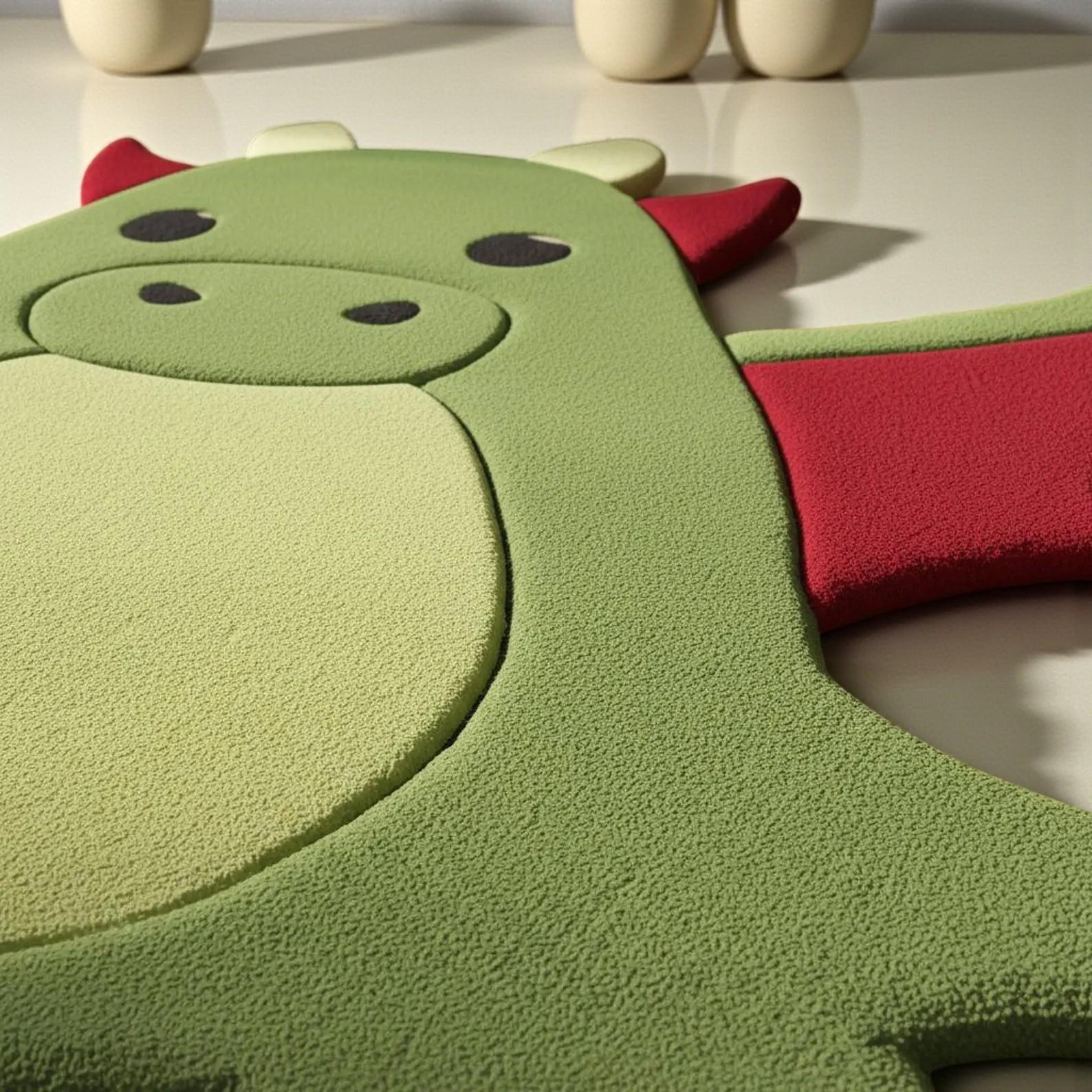 Dragon Shaped Rug | Kids Playroom Rug | Cute Cartoon Dragon Carpet | Soft Hand-Tufted Floor Mat | Nursery Decor | Fantasy Theme Rug