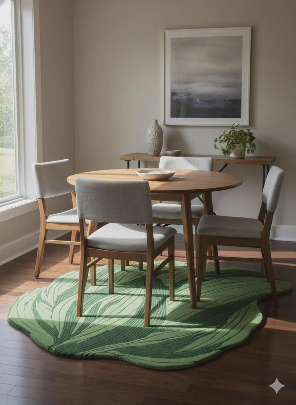 Contemporary Leaf Design Tufted Rug | Handmade Botanical Rug | Green Leaf Area Rug | Tropical Home Decor | Nature Inspired Floor Mat