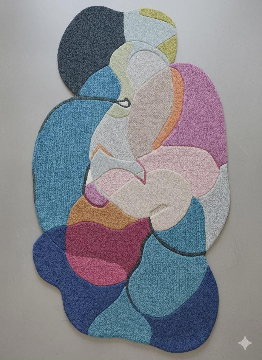 Handmade Abstract Wool Rug | Modern Art Shape Rug | Sculptural Multicolor Contemporary Area Rug | Inspired Floor Mat