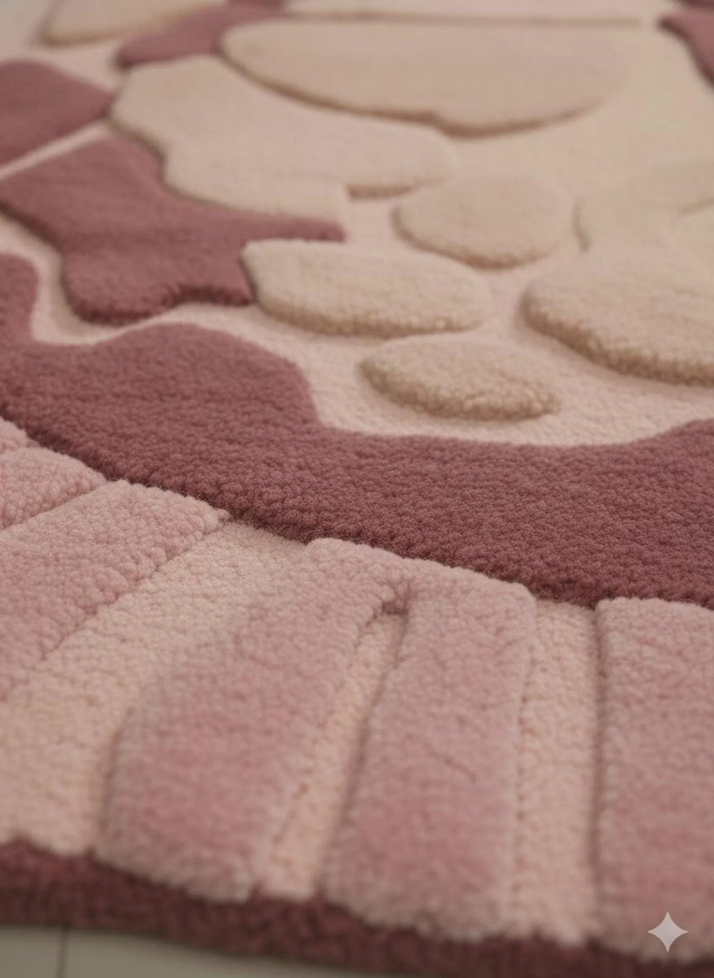 Wool Abstract Pink Tufted Rug | Modern Sculptural Area Rug | Handmade Contemporary Art Rug