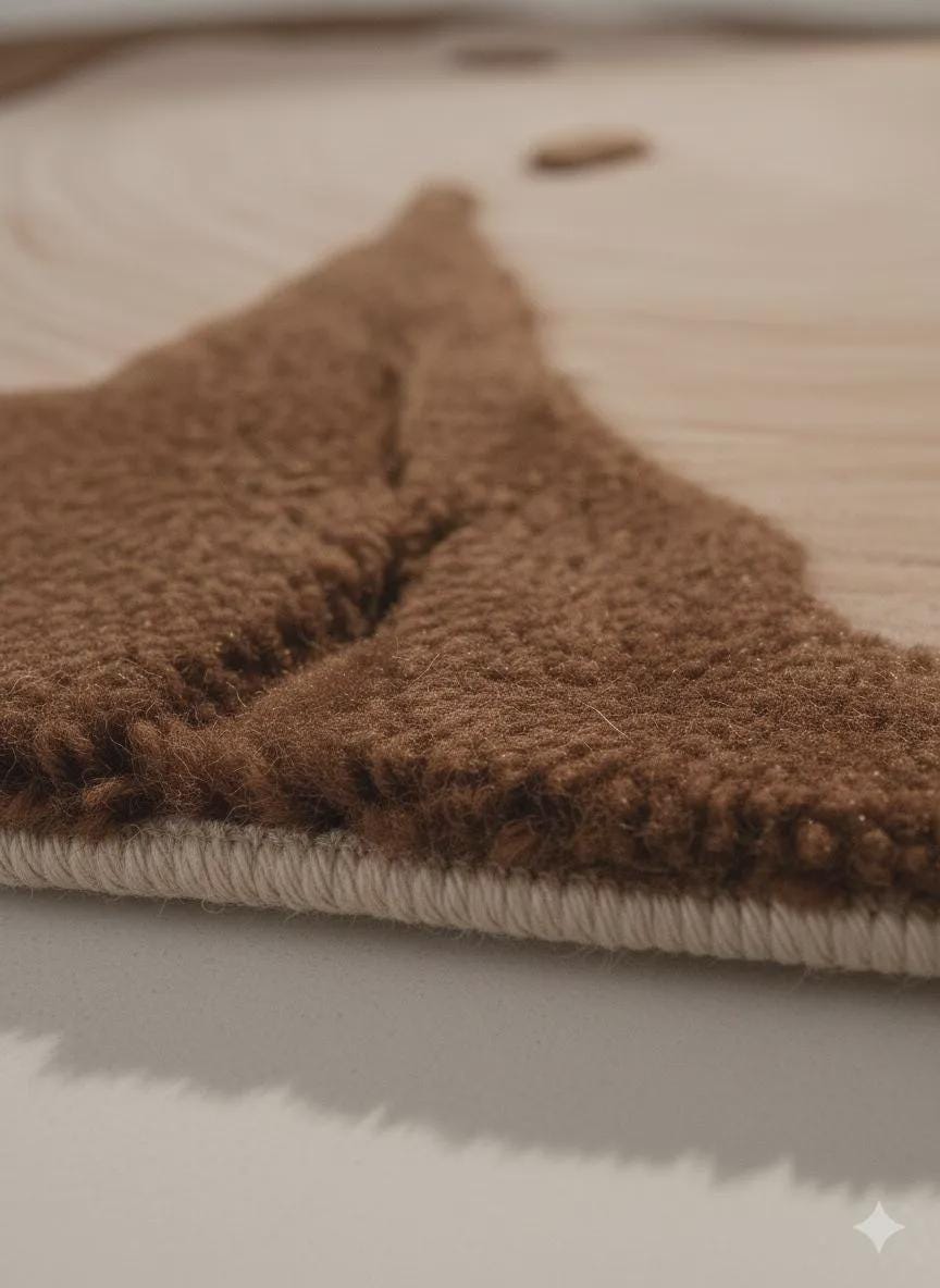 Handmade Wool Wood Slice Tufted Rug | Tree Trunk Ring Design Carpet | Nature Inspired Area Rug