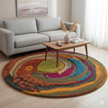 Abstract Ocean Hand Tufted Round Rug – Modern Coastal Wool Area Rug, Artistic Sea Inspired Decor