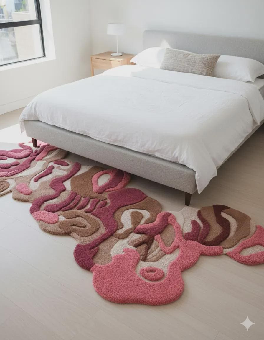 Handmade Wool Rug – Abstract Irregular Shape Hand Tufted Area Rug, Modern Artistic Decor| Abstract Irregular Shape Wool Rug