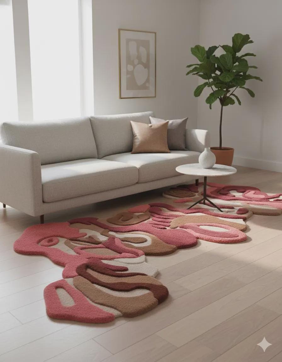 Handmade Wool Rug – Abstract Irregular Shape Hand Tufted Area Rug, Modern Artistic Decor| Abstract Irregular Shape Wool Rug