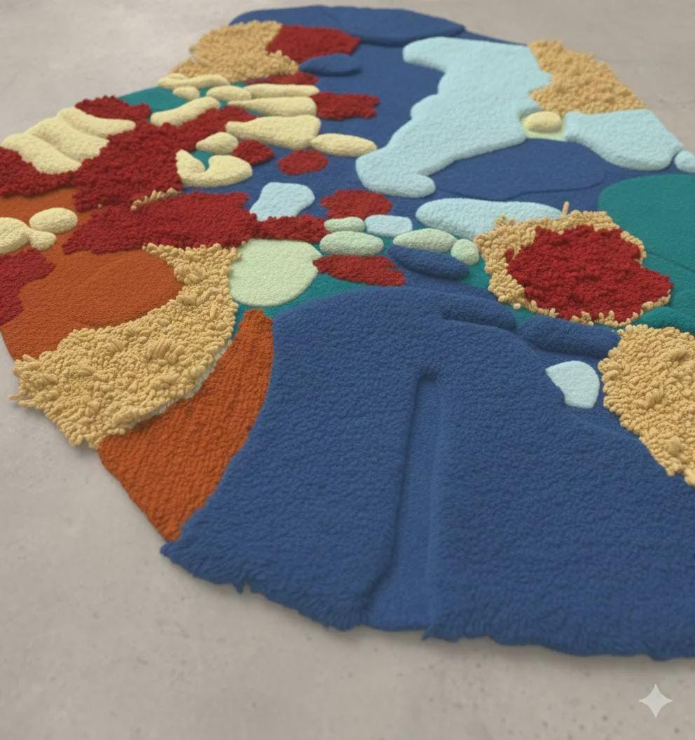 Abstract 3D Textured Art Carpet | Hand Tufted Sculptural Rug | Colorful Modern Statement Rug | Contemporary Home Decor