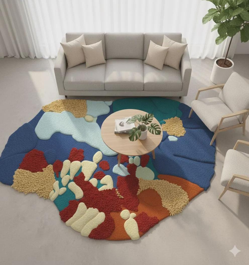 Abstract 3D Textured Art Carpet | Hand Tufted Sculptural Rug | Colorful Modern Statement Rug | Contemporary Home Decor