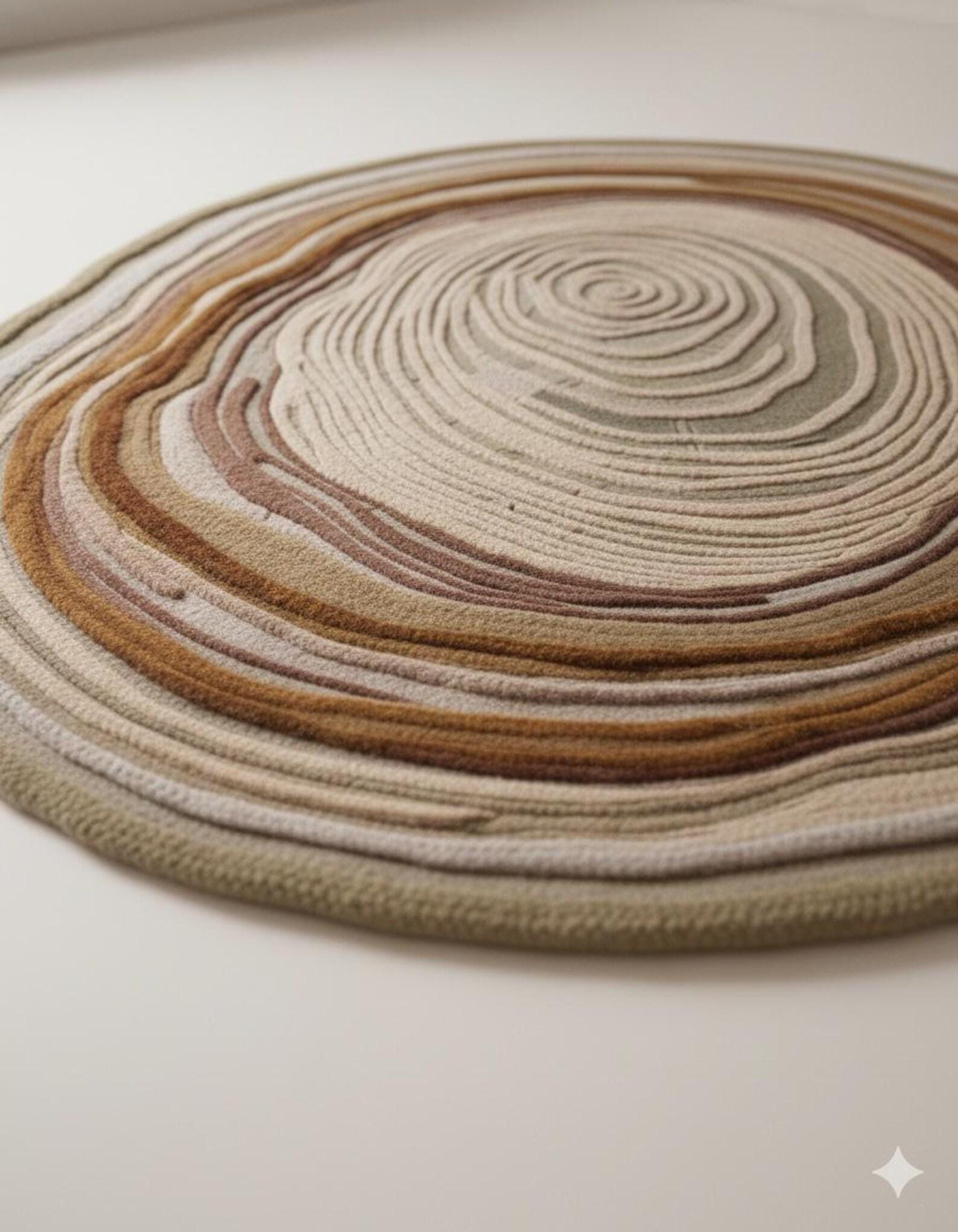Hand Tufted Round Rug | Neutral Japandi Area Rug | Modern Minimal Dining Room Rug | Scandinavian Organic Carpet