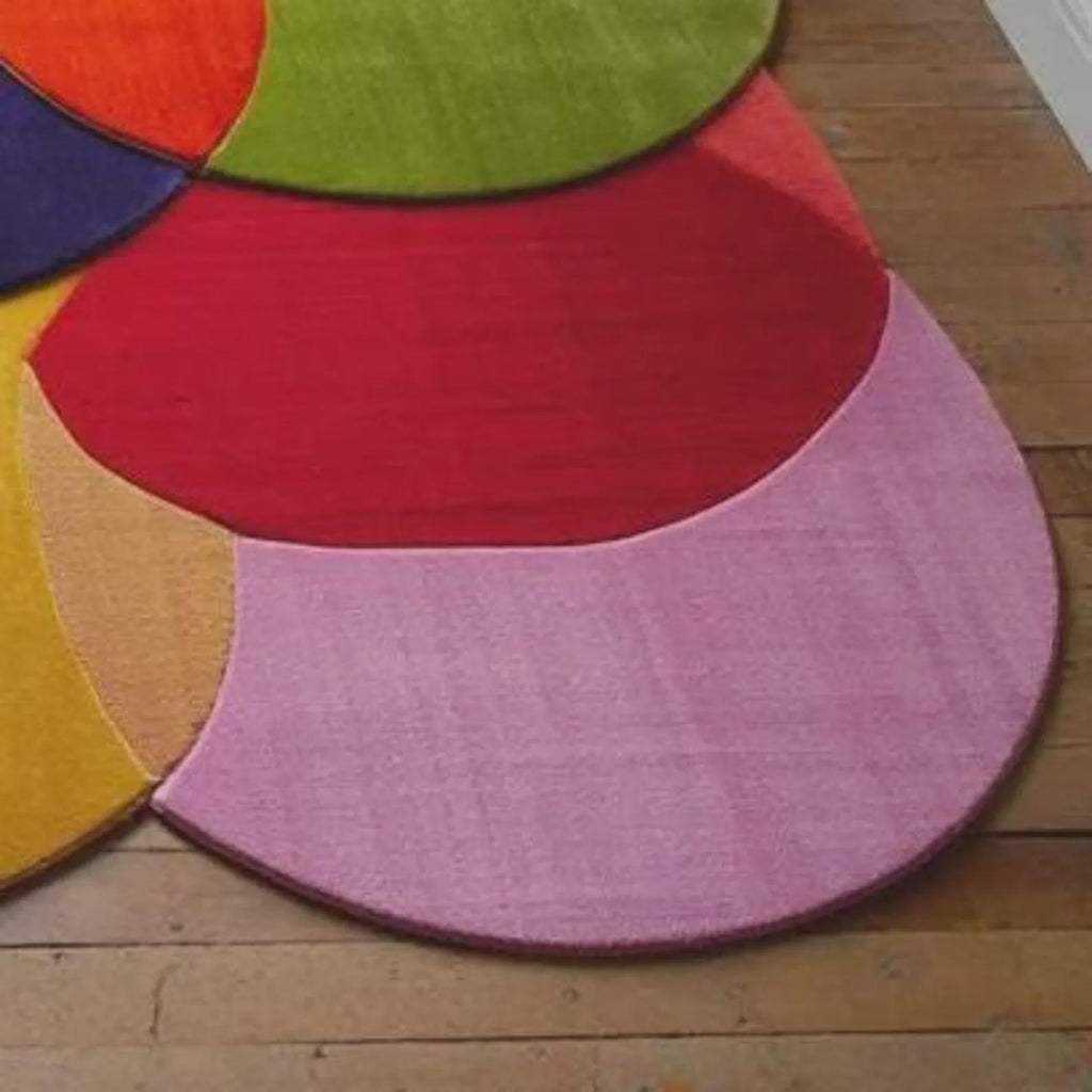 Handmade Tufted Round Rug – Modern Colorful Circle Rug, Abstract Geometric Home Decor