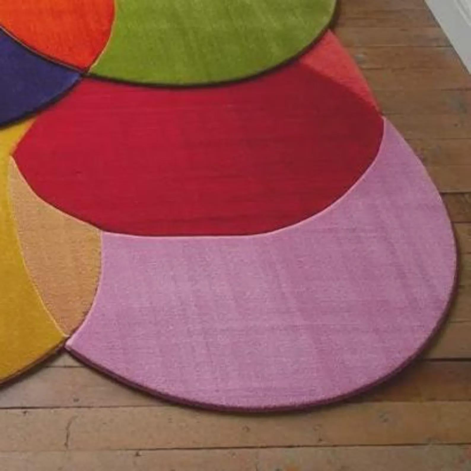 Handmade Tufted Round Rug – Modern Colorful Circle Rug, Abstract Geometric Home Decor
