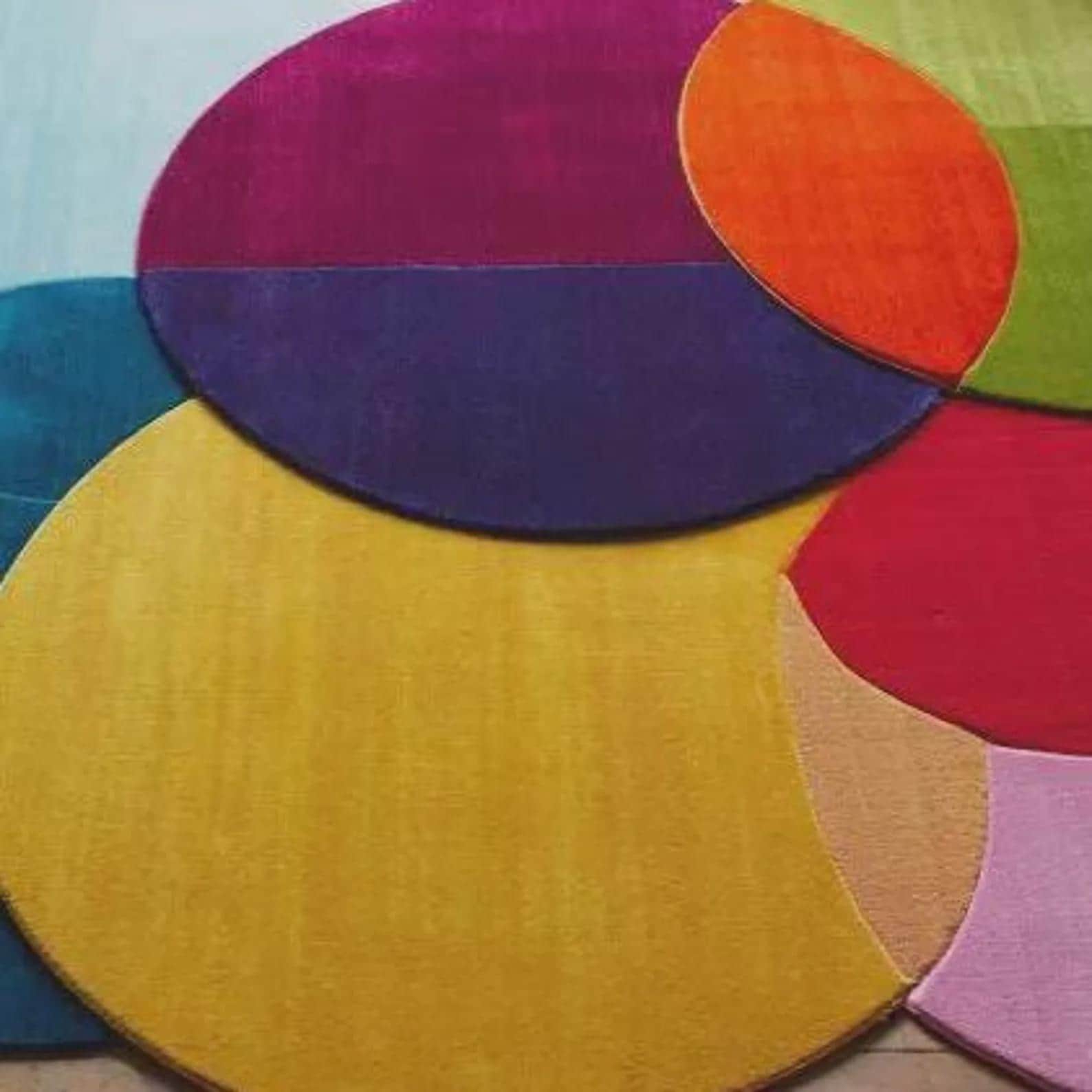 Handmade Tufted Round Rug – Modern Colorful Circle Rug, Abstract Geometric Home Decor