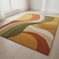 Hand-Tufted Wool Rug – Retro Abstract Sculptural Design | Modern Artistic Teppich | Handmade Statement Floor Rug