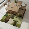 Geometric Patchwork Rug: Green & Brown Tufted Earth Tone Decor Teppich | Floor Rug