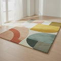 Geometric Abstract Hand Tufted Rug | Modern Block Pattern Area Rug | Contemporary Carpet | Handmade Floor Rug