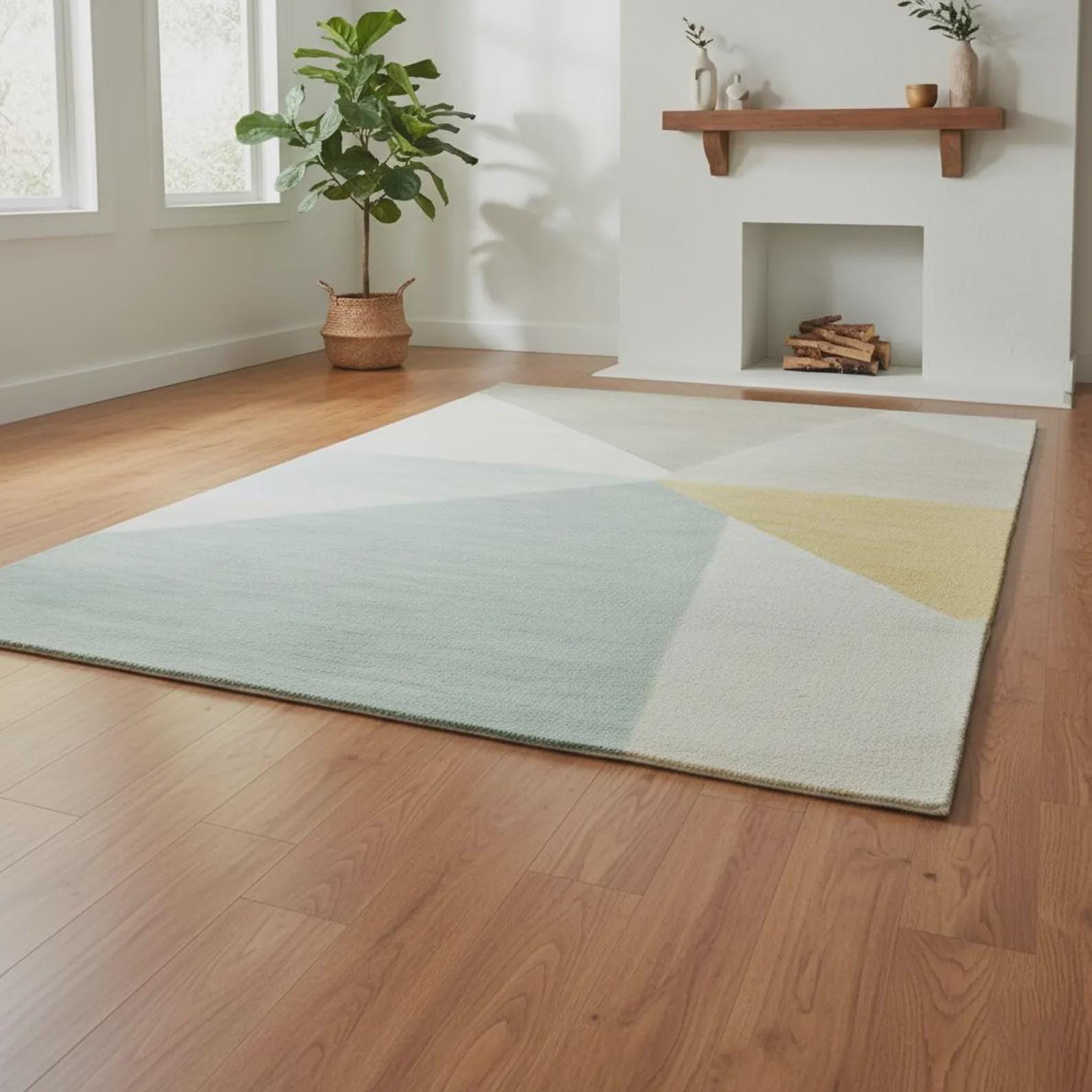 Abstract Geometric Hand Tufted Rug | Modern Block Pattern Area Rug | Contemporary Carpet | Handmade Floor Rug