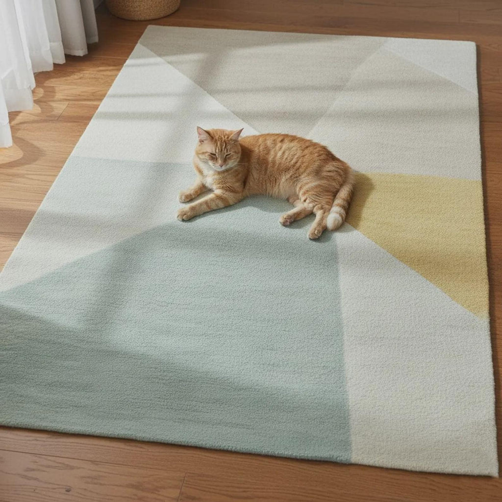 Abstract Geometric Hand Tufted Rug | Modern Block Pattern Area Rug | Contemporary Carpet | Handmade Floor Rug