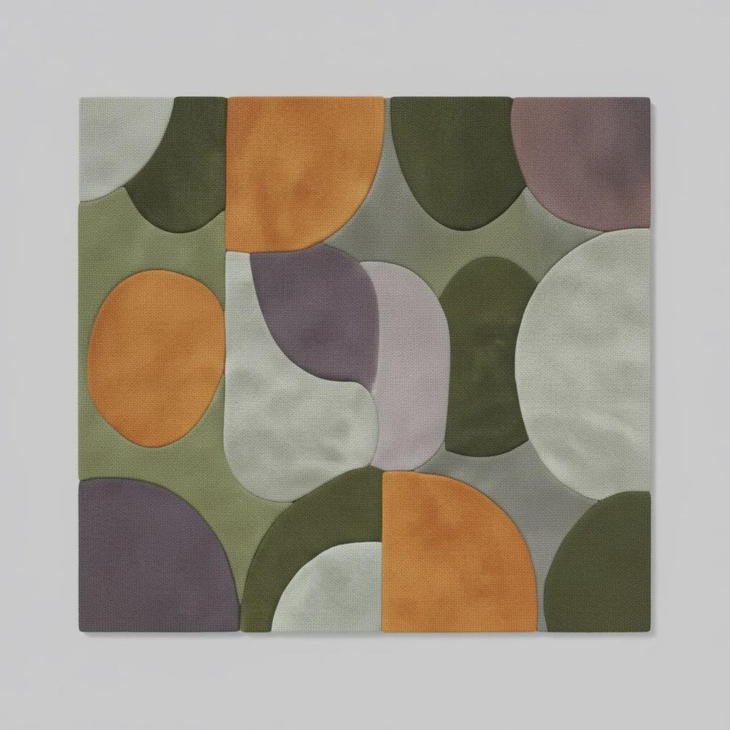 Geometric Color-Block Area Rug: Mid-Century Modern, Olive, Orange & Plum Teppich– Contemporary Living Room Area Carpet – Designer Rug