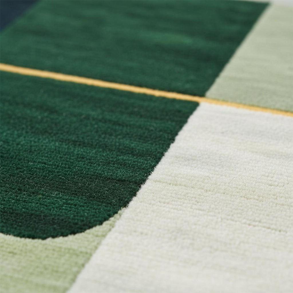 Hand Tufted Geometric Area Rug, Modern Green Wool Carpet, Mid Century Dining Room Rug, Scandinavian Contemporary Floor Rug