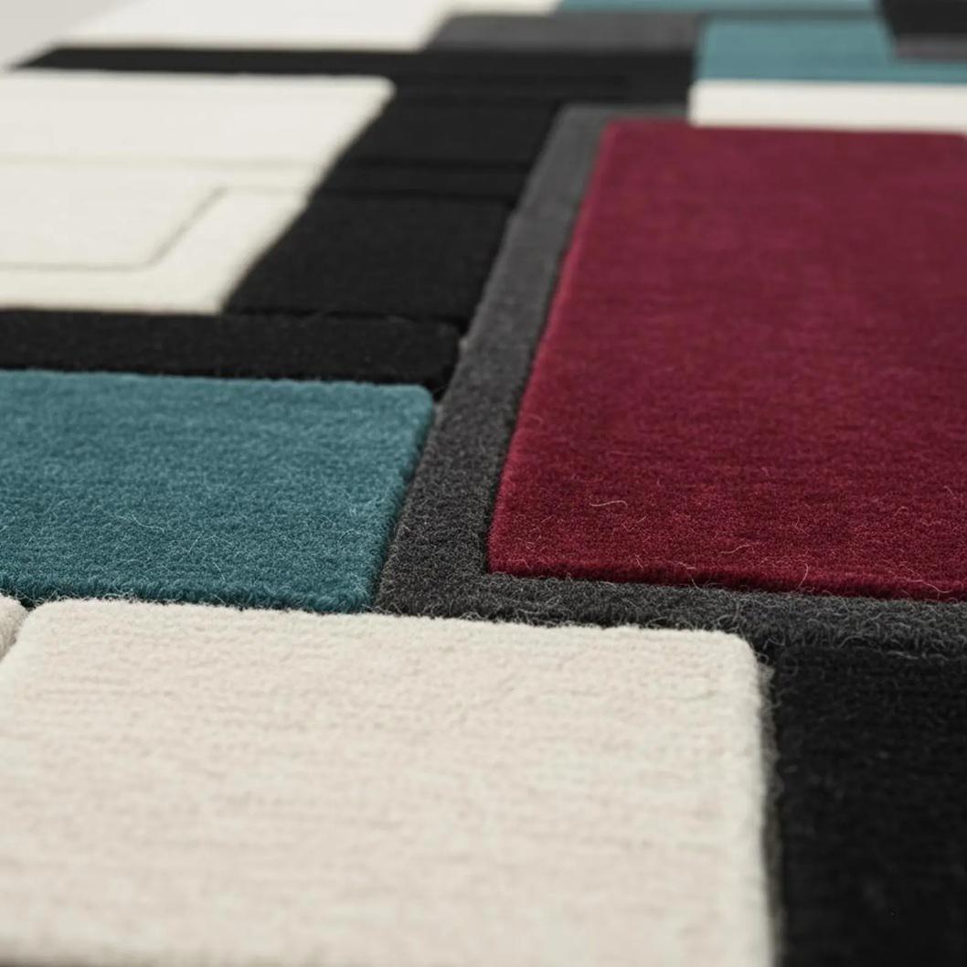 Mid Century Geometric Shag Rug Retro Brown Carpe | Designer Living Room Rug