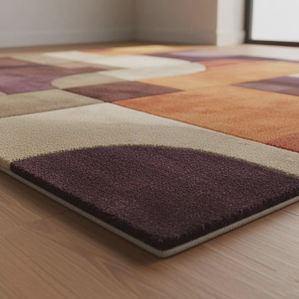 Tufted Rugs | Retro Abstract Rug – Modern Geometric Area Rugs for Living Room, Mid Century Style Carpet, Colorful Tufted Soft Floor Rugs