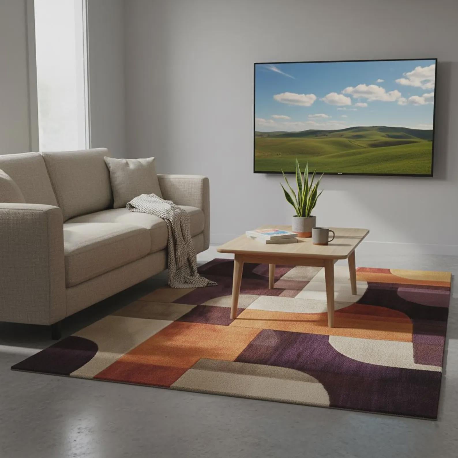 Hand-Tufted Wool Area Rug | Retro Geometric Patchwork