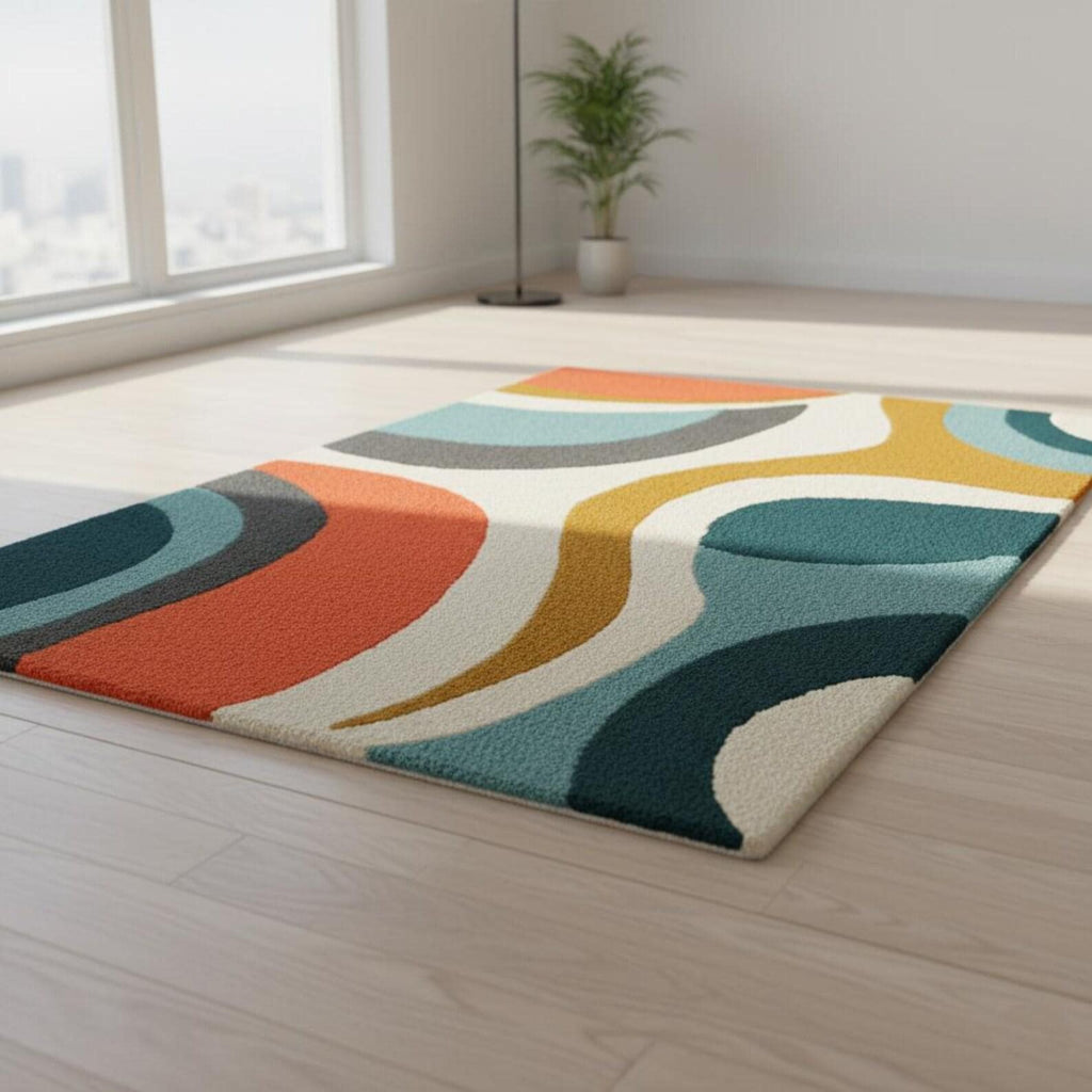 Hand-Tufted Wool Area Rug – Modern Geometric Design