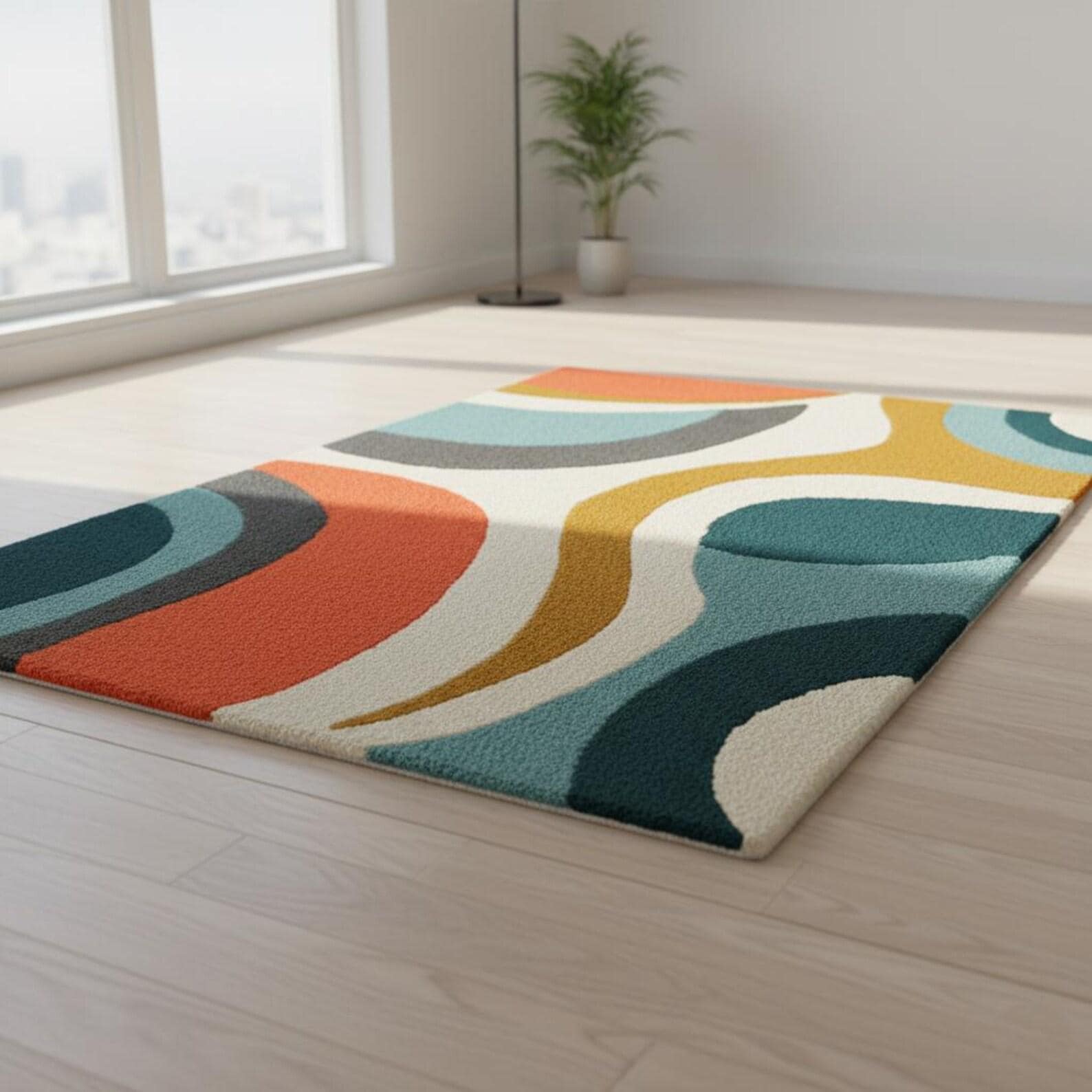 Hand-Tufted Wool Area Rug – Modern Geometric Design