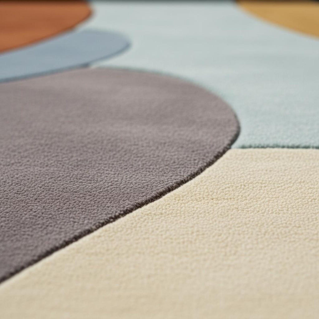 Irregular Hand-Tufted Wool Area Rug | Retro Geometric Patchwork