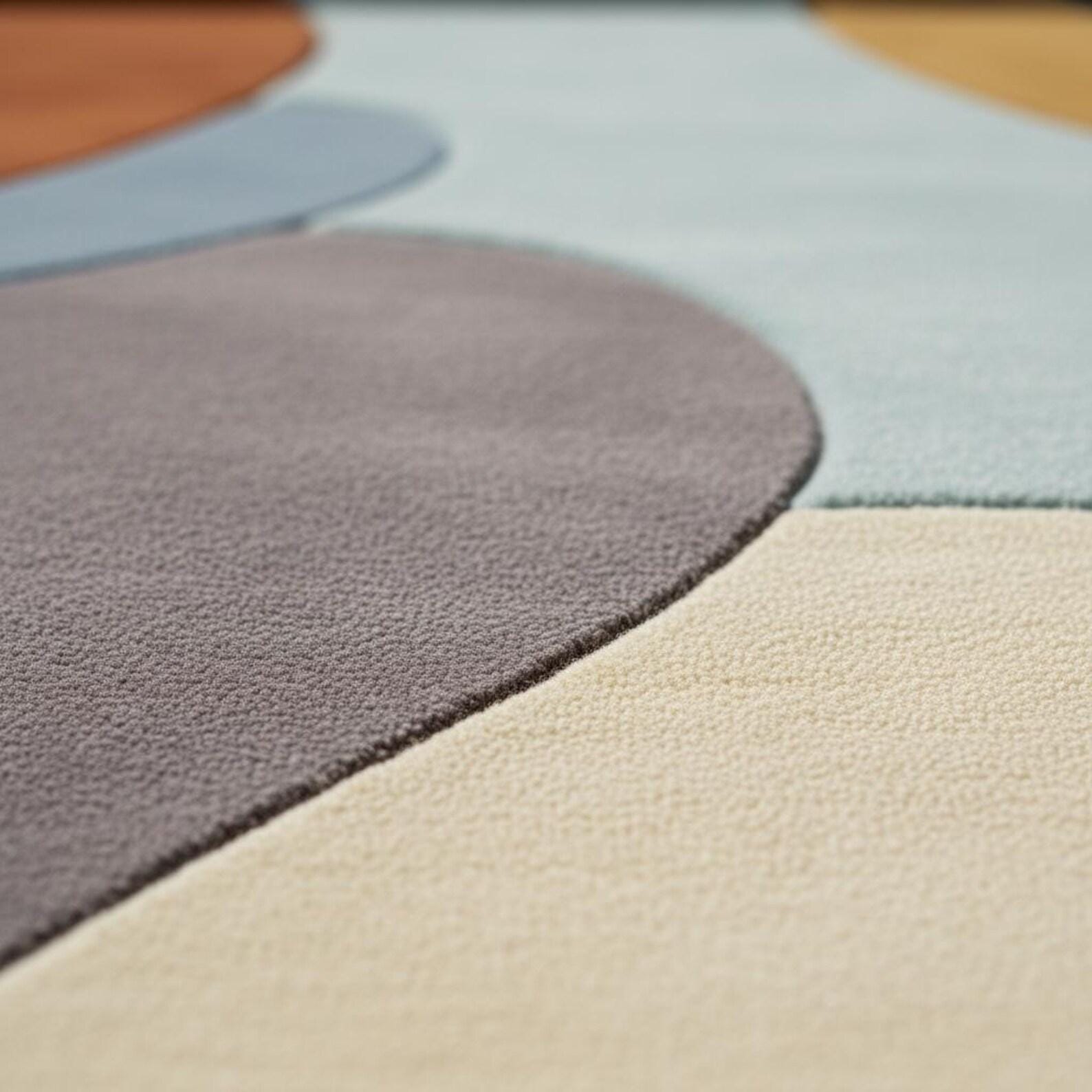 Irregular Hand-Tufted Wool Area Rug | Retro Geometric Patchwork