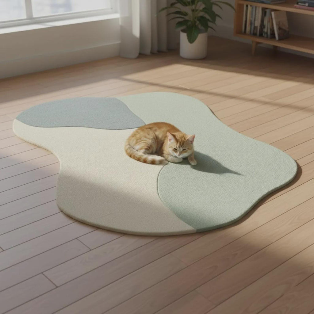 Handmade Wool Area Rug – Abstract Coastal Wave Design