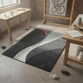 Grey Hand-Tufted Geometric Rug | Modern Abstract Block Design