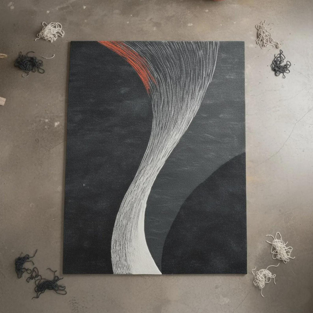 Grey Hand-Tufted Geometric Rug | Modern Abstract Block Design