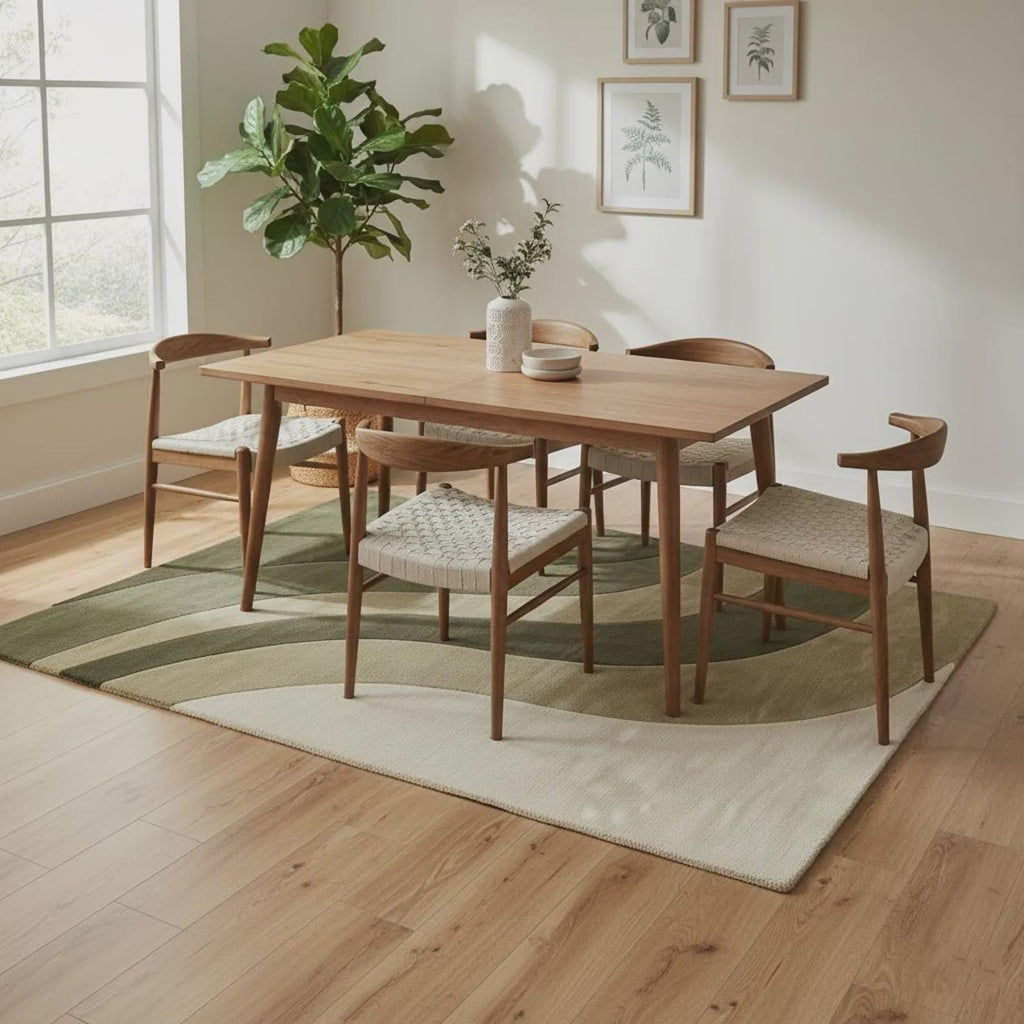 Handmade Wool Area Rug – Earthy Neutral Abstract Wavy Design