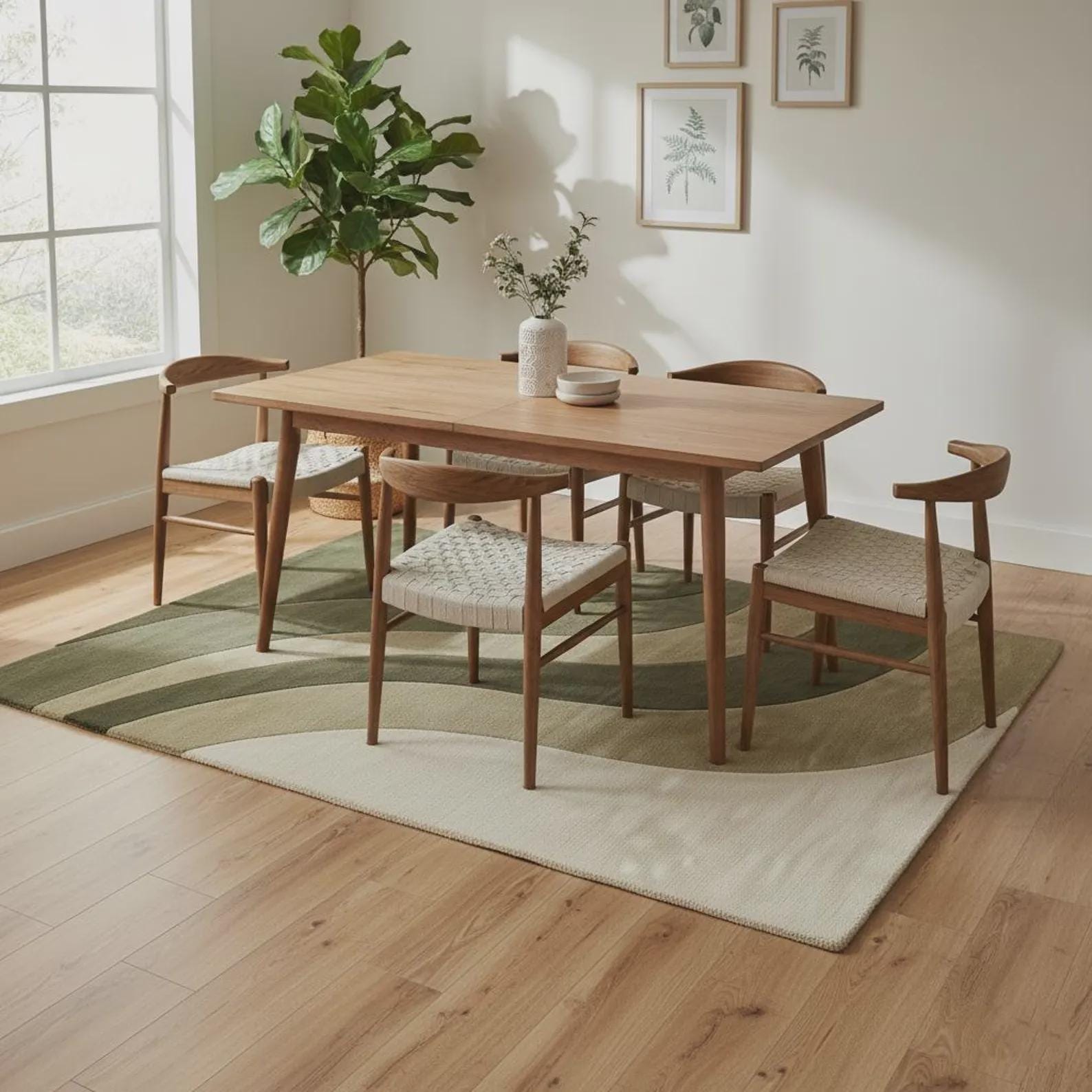 Handmade Wool Area Rug – Earthy Neutral Abstract Wavy Design